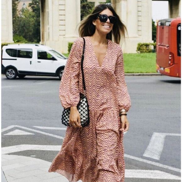 Zara The Giny Printed Dress Size Medium - Picture 3 of 8